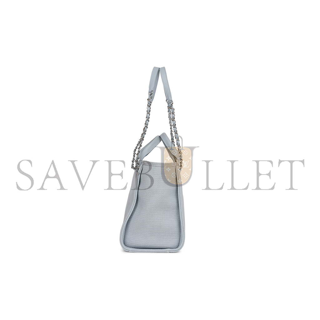 CHANEL MASTER 22A GREY DEAUVILLE SHOPPING TOTE SMALL SILVER AS3257 (37*32*18cm)